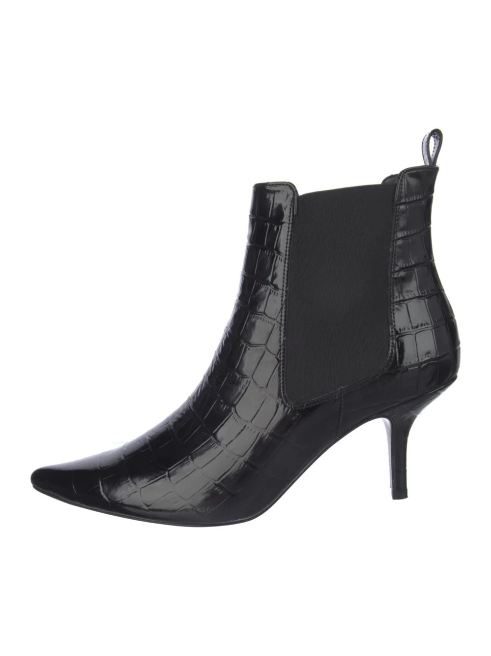 Anine Bing Black Croc-Embossed Pointed Toe Ankle Boots - Women